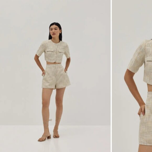 Love Bonito Denice Tweed Flare Shorts - Picture 2 of 12